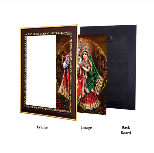 Framed Krishna & Radha Art – 35 × 27.5 cm