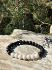 Black Lava & White Agate Bracelet- Emocional balance(AAA grade)