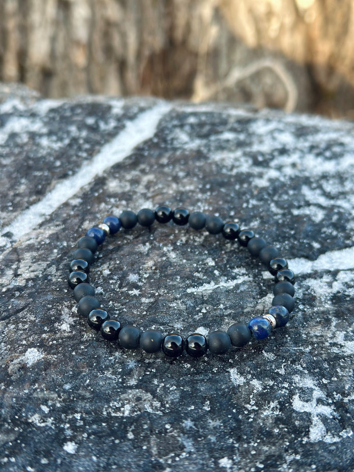 Black Onyx & Lapis Lazuli Bracelet – Grounded Wisdom(AAA grade)