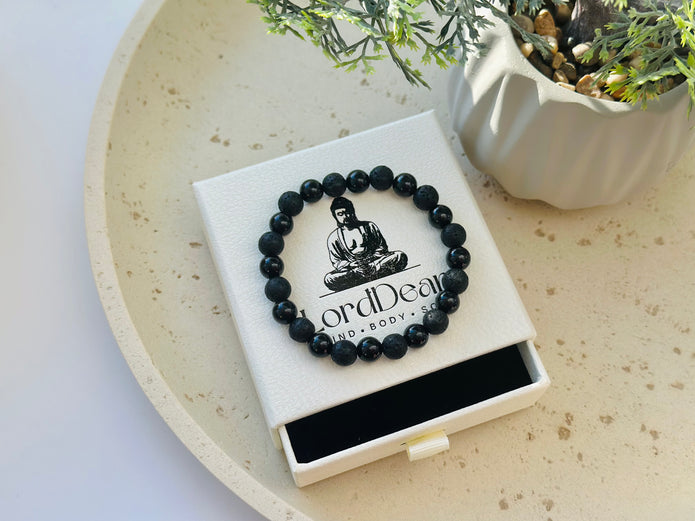 Black Onyx & Black Lava Bracelet – Quiet Power(AAA grade)