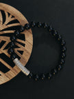 Black Onyx Bracelet with 999 Silver Tibetan Mantra(AAA grade)
