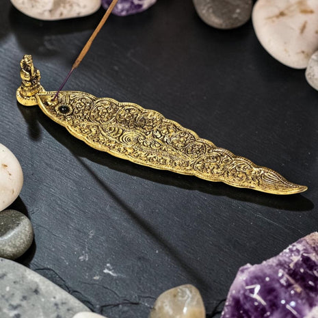 Gold Ganesh incense holder