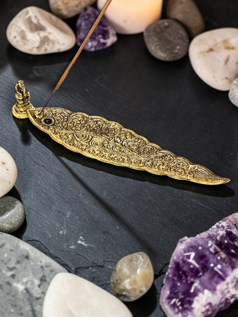 Gold Ganesh incense holder