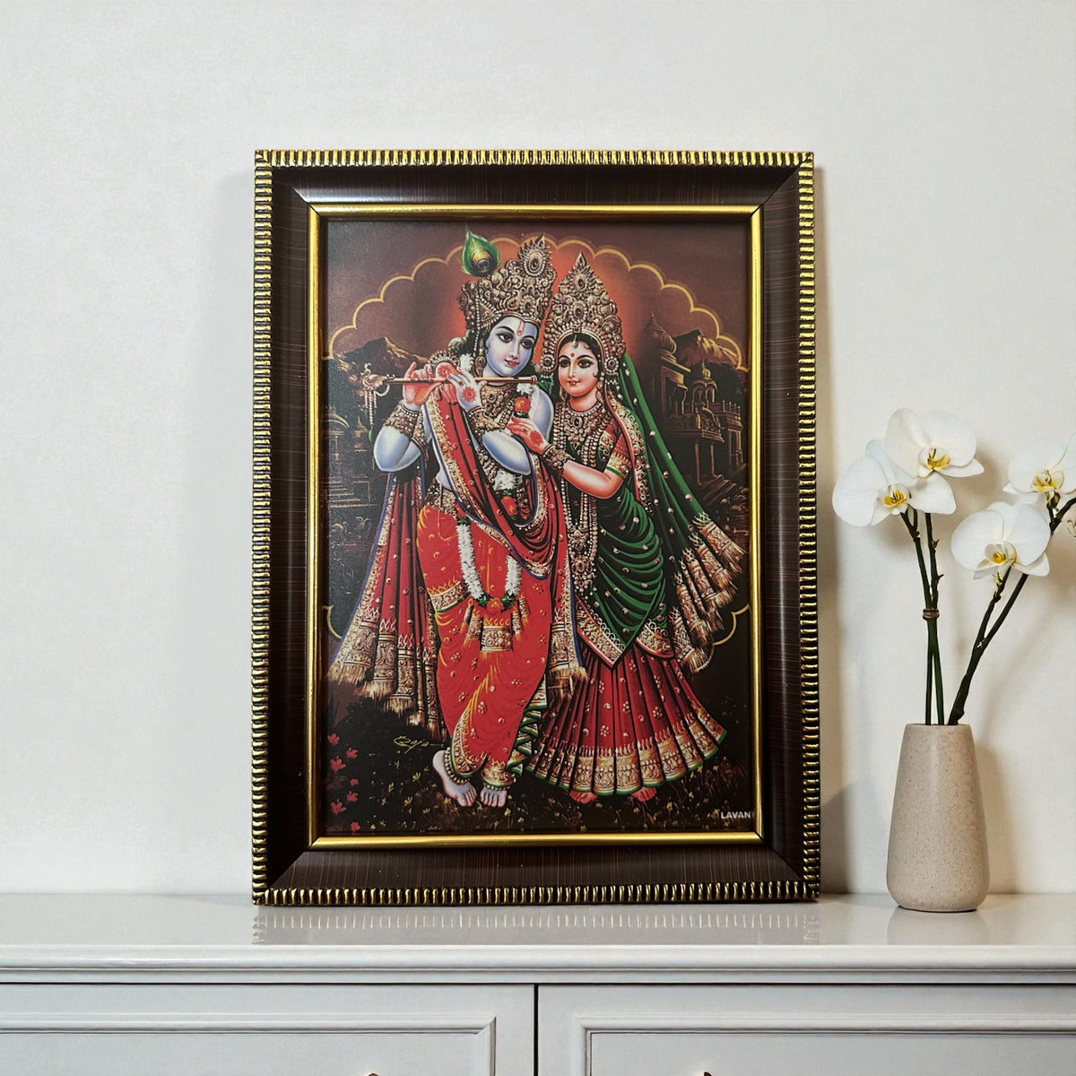 Framed Krishna & Radha wall Art – 20 × 15 cm