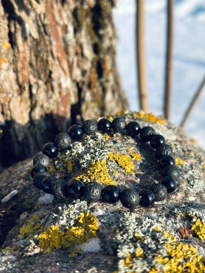 Black Onyx & Black Lava Bracelet – Quiet Power(AAA grade)