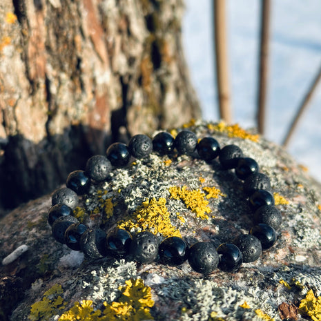 Melnā oniksa & Lavas aproce – Klusais Spēks(AAA grade)