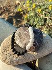 Black Lava & White Agate Bracelet- Emocional balance(AAA grade)
