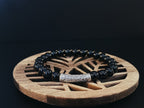 Black Onyx Bracelet with 999 Silver Tibetan Mantra(AAA grade)