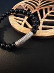 Black Onyx Bracelet with 999 Silver Tibetan Mantra(AAA grade)