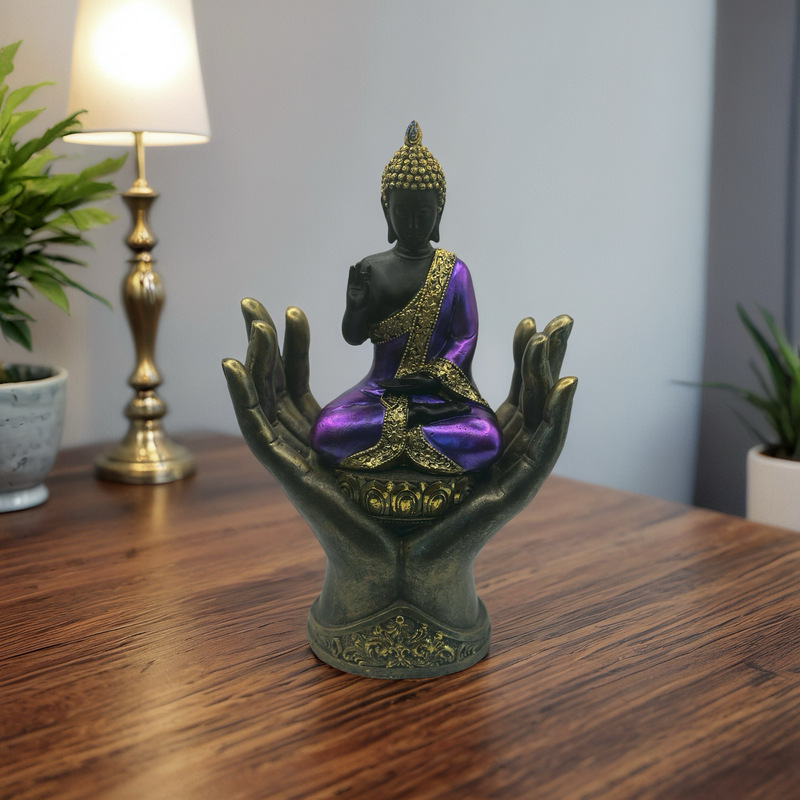 Purple & Black Thai Buddha statue in Hands