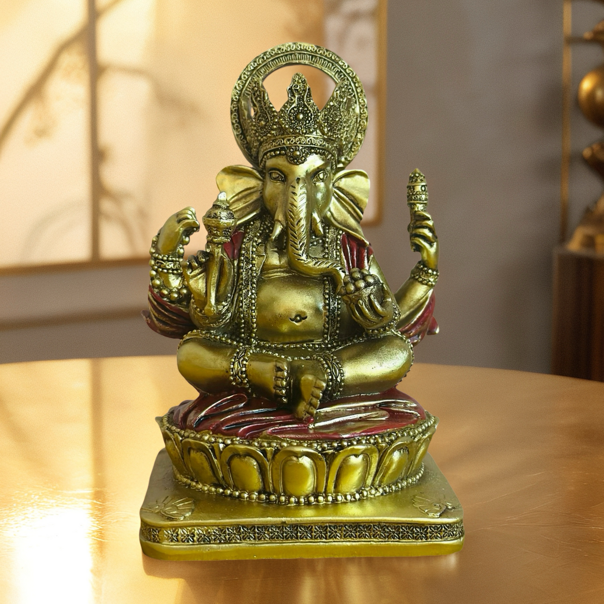 Gold & Red Ganesh Statue 14cm