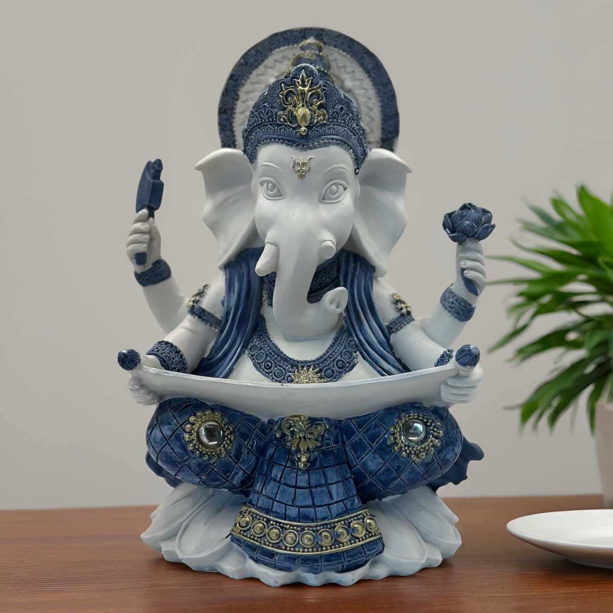 White & Blue Ganesh statue- Knowledge