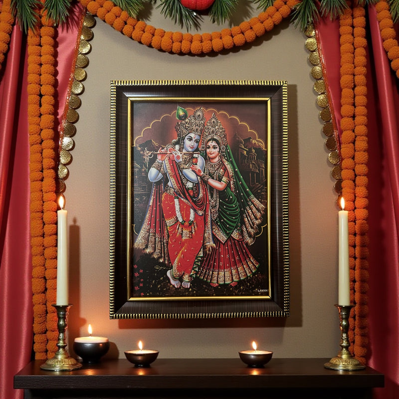 Framed Krishna & Radha wall Art – 20 × 15 cm