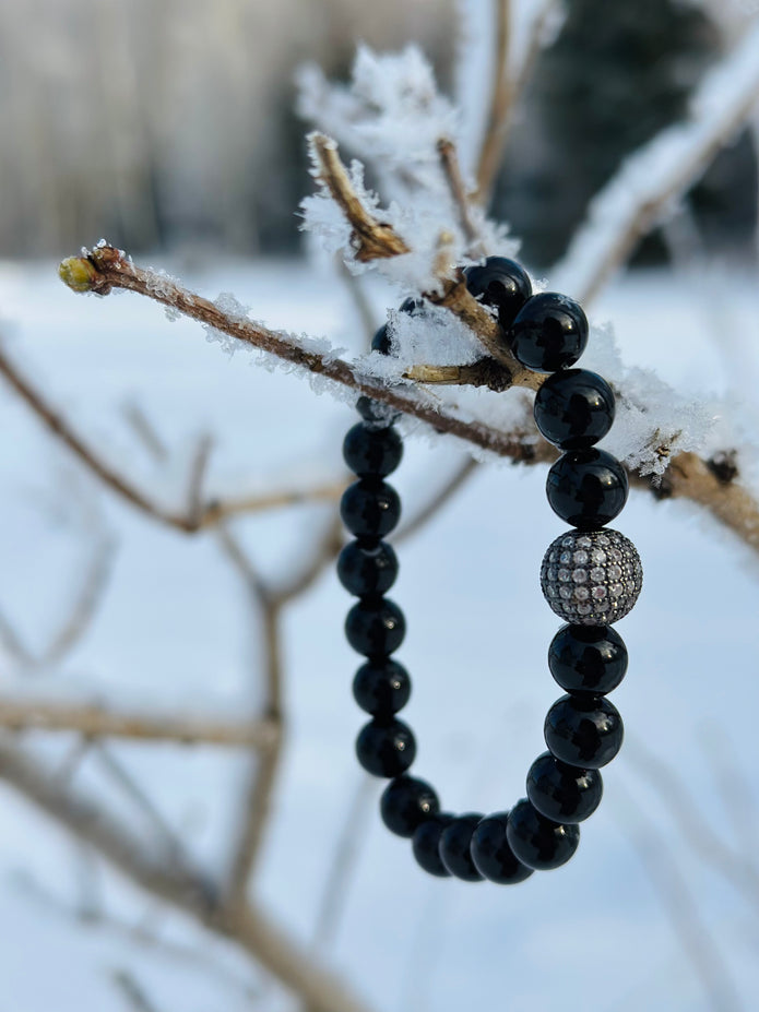 Black Onyx bracelet with crystal – Quiet Radiance(AAA grade)