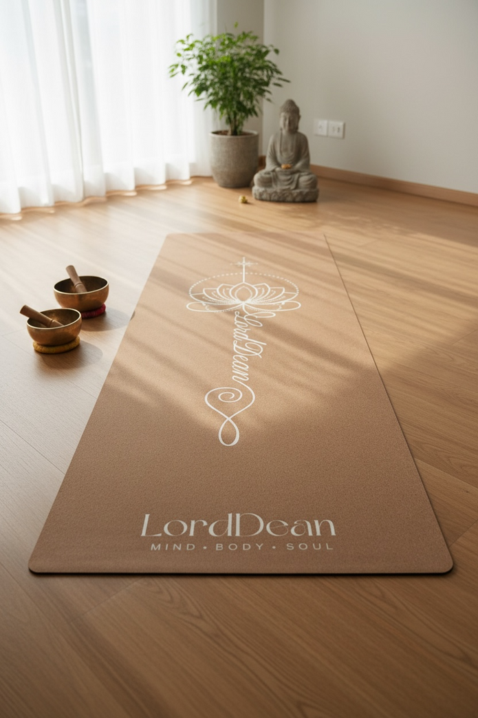 LordDean dabīgā korķa jogas paklājs – Lotosa zieds