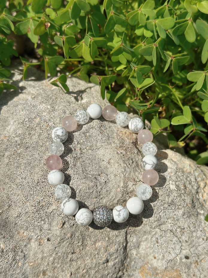 Quartz & White Howlite Bracelet – Love, Calm & Clarity(AA grade)