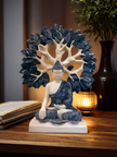 White & Blue Thai Buddha statue-Tree of Life