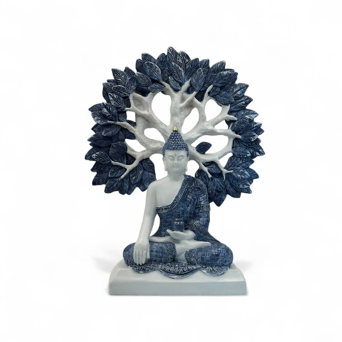White & Blue Thai Buddha statue-Tree of Life