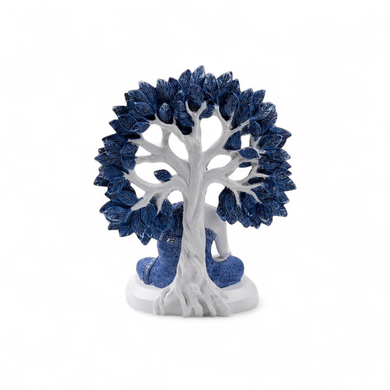 White & Blue Thai Buddha statue-Tree of Life