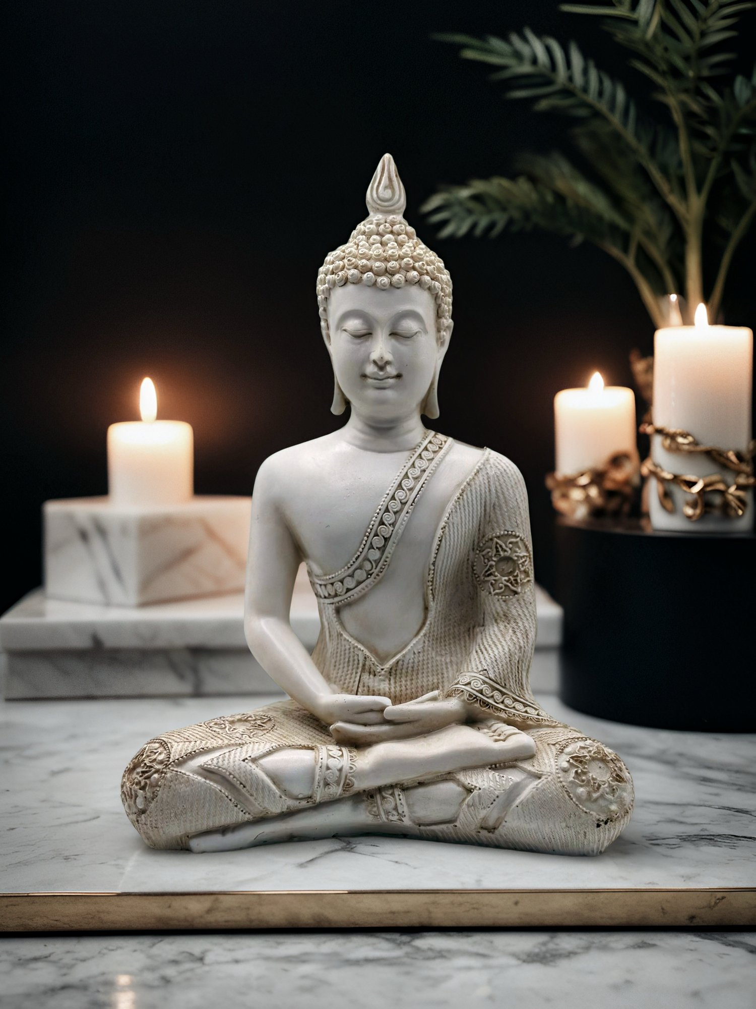 White Thai Buddha statue- Meditation