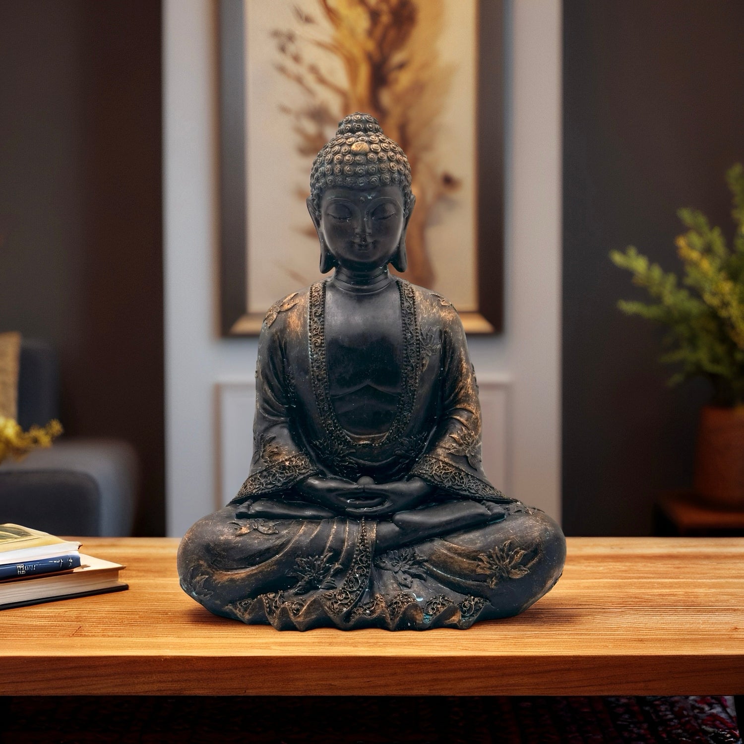 Meditation Buddha antique finish