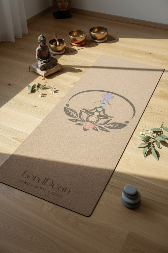 LordDean Premium Natural cork yoga mat –  7 Chakras