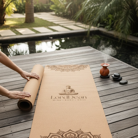 LordDean Premium dabīgā korķa jogas paklājs- Mandala