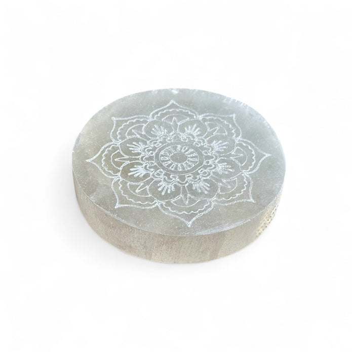 Selenite Charging Plate – Mandala Design 8cm