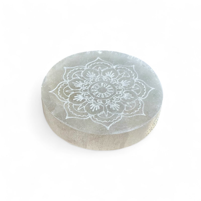 Selenite Charging Plate – Mandala Design 8cm
