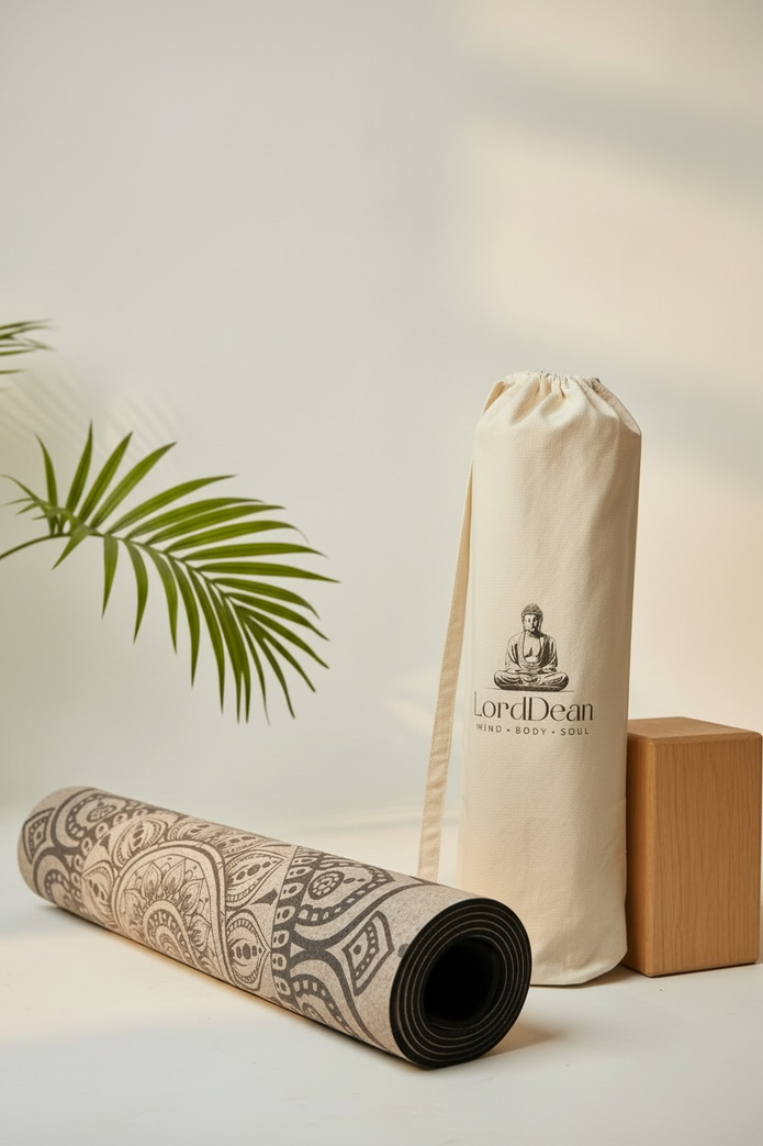 LordDean Premium dabīgā korķa jogas paklājs- Mandala