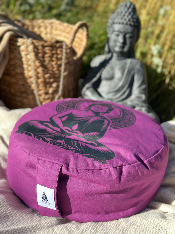 Meditation cushion with buckwheat hull filling- Buddha
