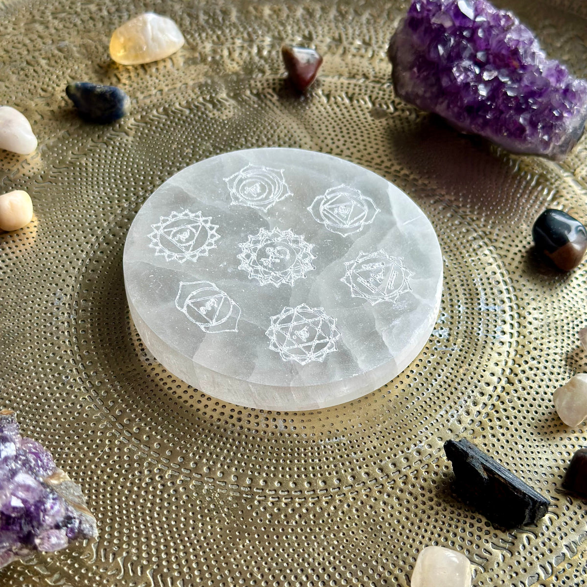 Selenite Charging Plate – Chakra Design 8cm