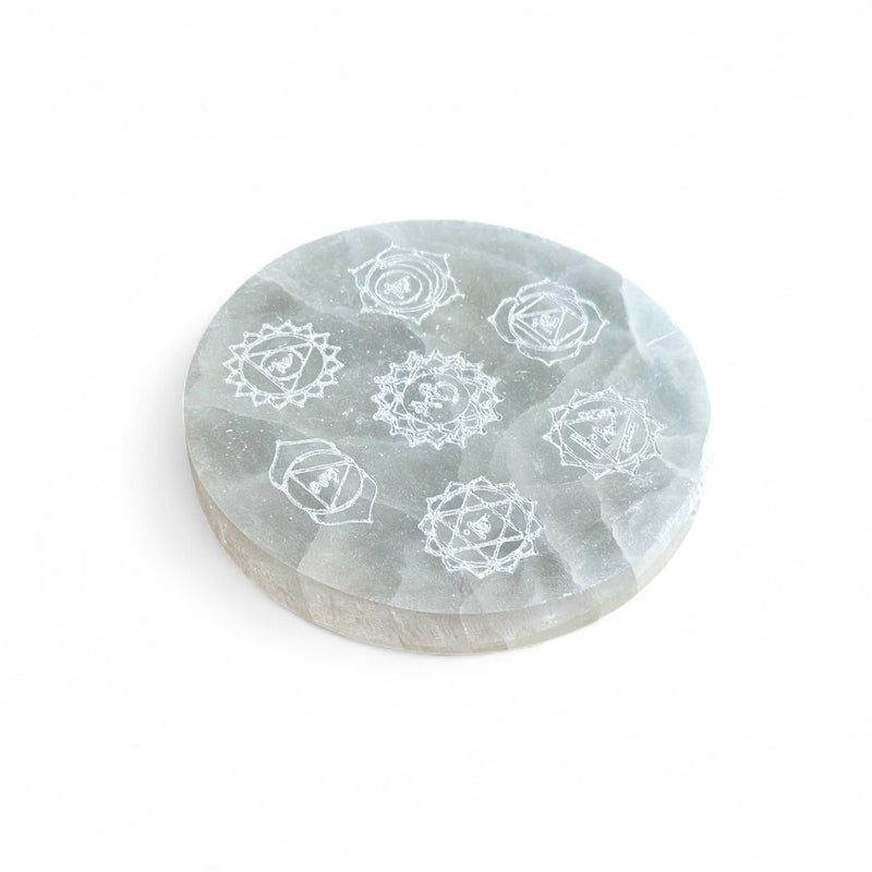 Selenite Charging Plate – Chakra Design 8cm