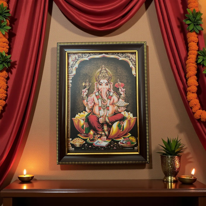 Framed Lord Ganesha Wall Art – 20 × 15 cm