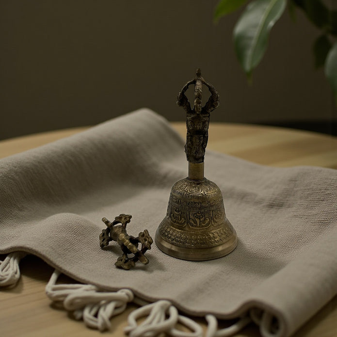 Tibetan Dorje & Bell – Bronze Ritual Set (Small)