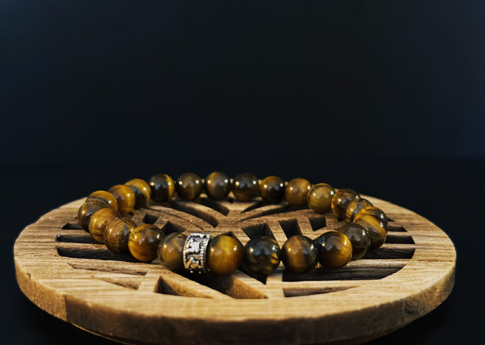 Tiger Eye bracelet with 925 silver Tibetan Mantra( AAA grade)