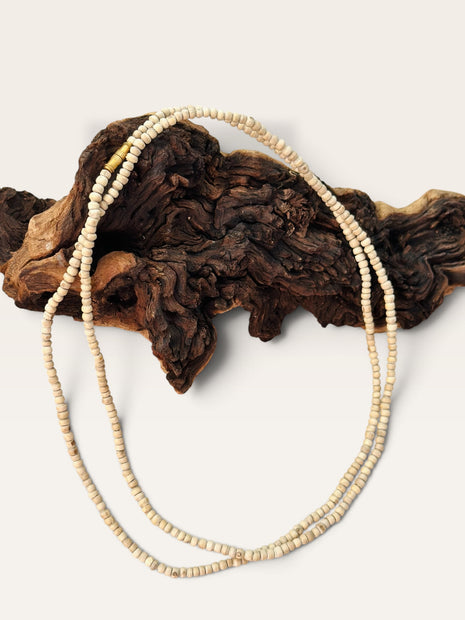 Two-Round Tulsi Kanthi Mala Necklace – Natural (3mm)
