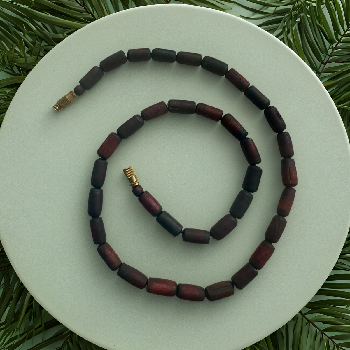 Single round Tulsi Kanthi mala- Dark brown