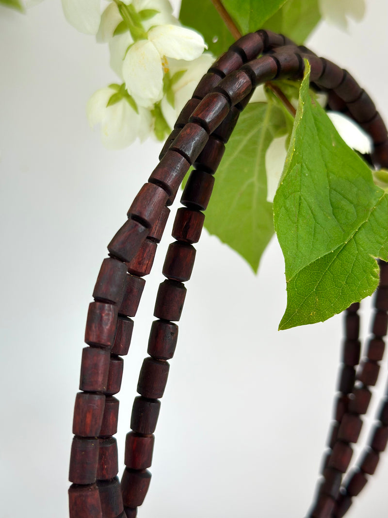 Three-Round Tulsi Kanthi Mala Necklace-Dark brown