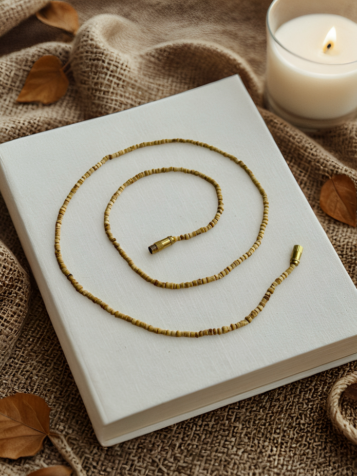Vienrindas Tulsi Kanthi mala kaklarota- Naturāla krāsa(2mm)