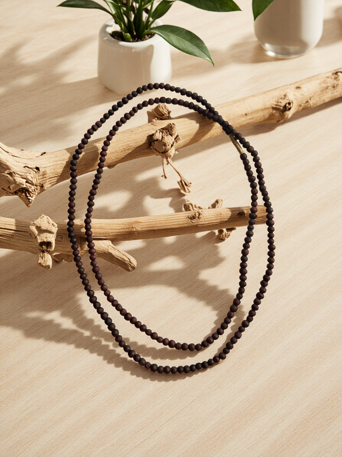 Two-Round Tulsi Kanthi Mala Necklace – Brown (4mm)