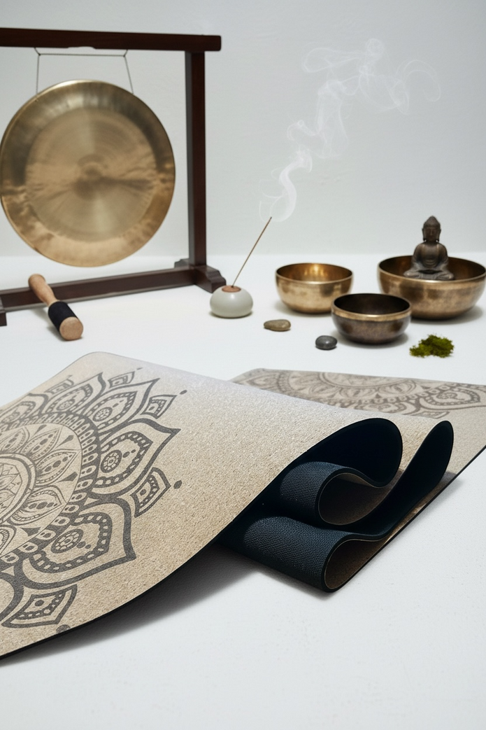 LordDean Premium dabīgā korķa jogas paklājs- Mandala